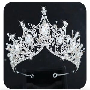 Silver Crown for Women Baroque Queen Crown and Tiara,